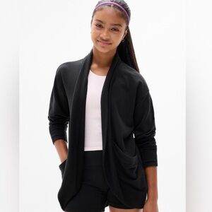 NWT Athleta Girl Black Wrap N Roll Cardigan Size L/12